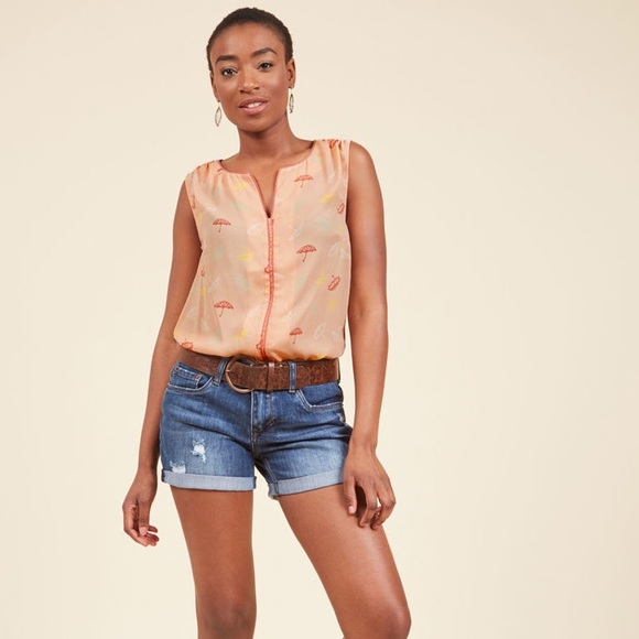 umbrella modcloth top kitsch fun quirky new work twee - Picture 1 of 7